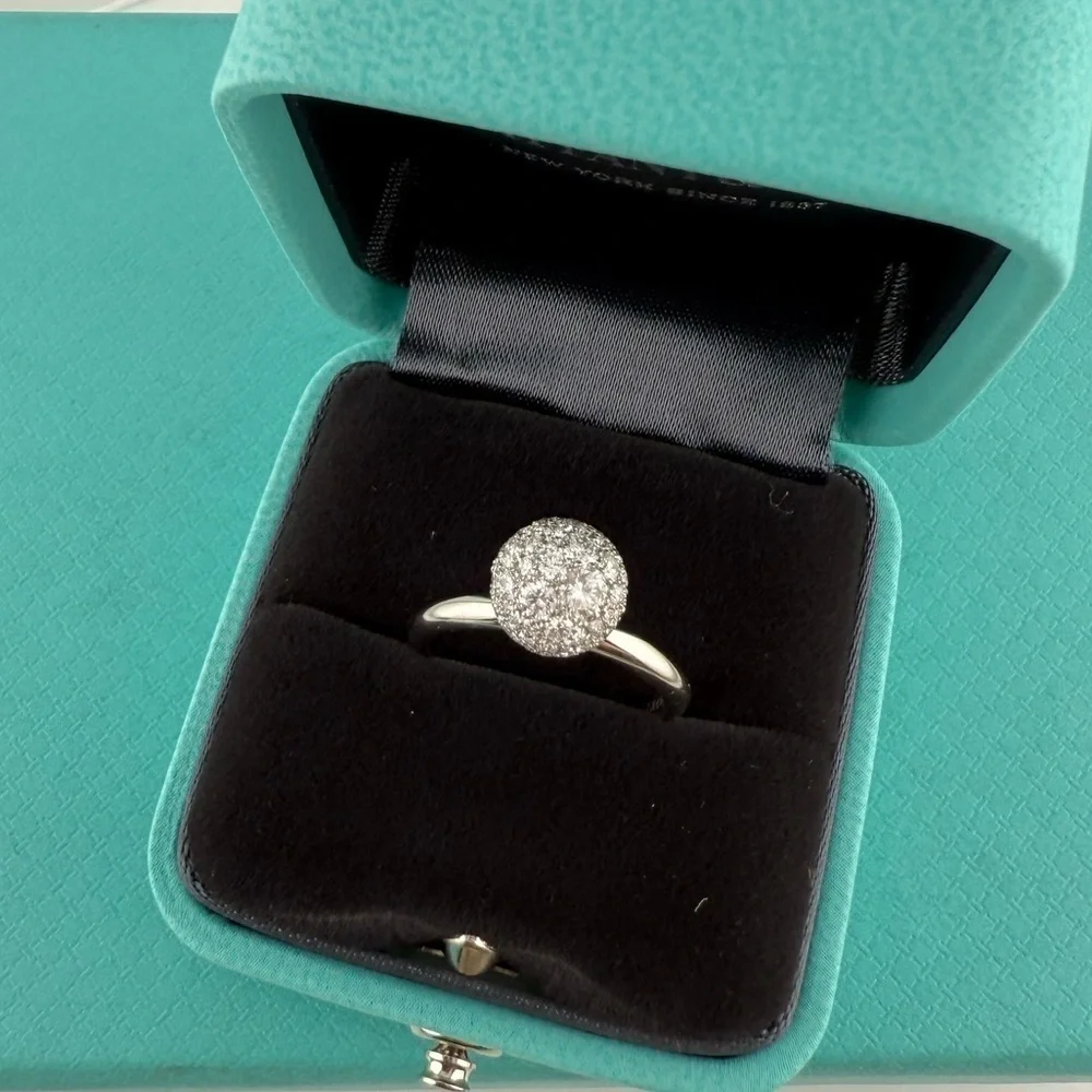 Tiffany & Co. 18k HardWear Ball Pave Diamond Ring Size 5.25